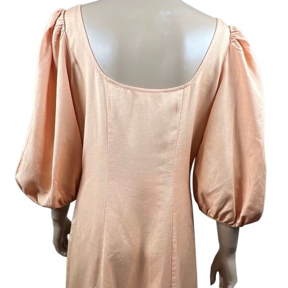 NWT Loeffler Randall Carmina Curve Seam Puff Sleeve Dress Cipria Peach Size 4 (0 - Picture 9 of 15